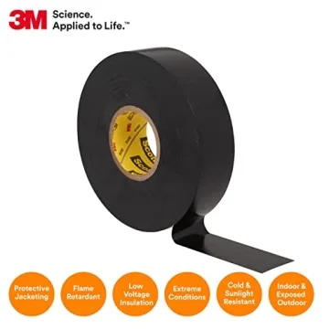 Scotch Super33 Vinyl Electrical Tape - 66 ft, Black, Strong Adhesive