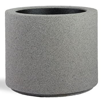 PolyStone Baja Modern Outdoor/Indoor Round Planter, 23" L x 23" W x 19" H, Lightweight, Heavy Duty, ...