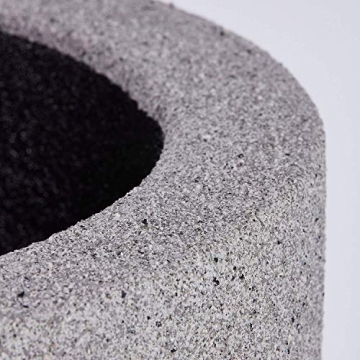 PolyStone Baja Modern Outdoor/Indoor Round Planter, 23" L x 23" W x 19" H, Lightweight, Heavy Duty, Weather Resistant, Polymer Finish, Commercial Grade and Residential, Drain Hole (Gray Granite)