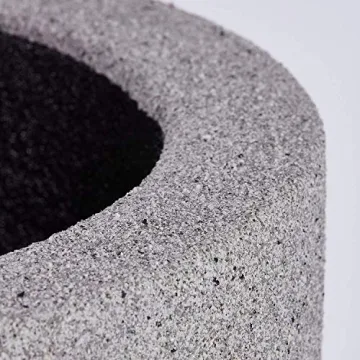 PolyStone Baja Modern Outdoor/Indoor Round Planter, 23" L x 23" W x 19" H, Lightweight, Heavy Duty, Weather Resistant, Polymer Finish, Commercial Grade and Residential, Drain Hole (Gray Granite)