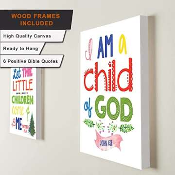 Sunday School Decorations for Classroom, Framed Bible Verse Wall Decor for Kids Room, Christian Reli...