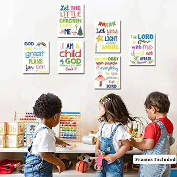 Sunday School Decorations for Kids, Bible Verse Wall Art