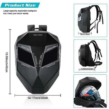 Crelander LED Knight Backpack,Motorcycle Riding Backpack Hard Shell Travel Bag Laptop Bag DIY Helmet Bag Daypack for Travelling Camping Cycling Storage Bag 19inch