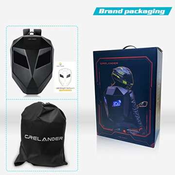 Crelander LED Knight Backpack,Motorcycle Riding Backpack Hard Shell Travel Bag Laptop Bag DIY Helmet Bag Daypack for Travelling Camping Cycling Storage Bag 19inch