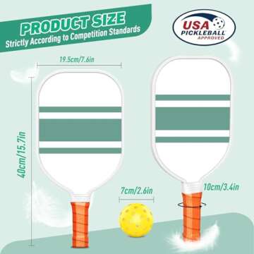 Pickleball Paddles,USAPA Approved Pickleball Paddles Set Premium Pickleball Paddle, 4 Pickleball Balls & 1 Carry Bag Gifts for Women Men Beginners & Pros Players