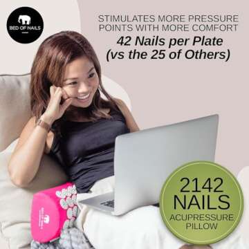BED OF NAILS Original Comfortable Acupressure Lumbar Cushion Pillow, 2142 Acupuncture Pressure Point...