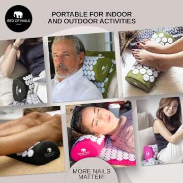 BED OF NAILS Original Comfortable Acupressure Lumbar Cushion Pillow, 2142 Acupuncture Pressure Points, Neck Pain Relief, Increased Energy, Relaxation, FSA/HSA Eligible, Drawstring Bag, 15x6x4, Pink