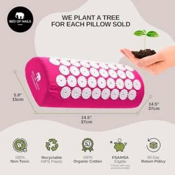 BED OF NAILS Original Comfortable Acupressure Lumbar Cushion Pillow, 2142 Acupuncture Pressure Points, Neck Pain Relief, Increased Energy, Relaxation, FSA/HSA Eligible, Drawstring Bag, 15x6x4, Pink