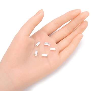 20pcs Sterling Silver Cord Ends for DIY Jewelry Craft