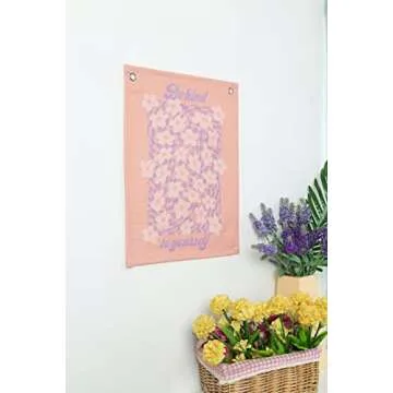 Ralxion Positive Quotes Tapestry, Be Kind to Yourself, 12×16 Small Poster Tapestry for Bedroom Wall Hanging Decoration, Bathroom, for Teen Girls Women