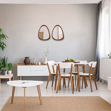 COOL2DAY Irregular Mirror,Asymmetrical Wood Wall Frame Mirror,Abstract Assymetrical Decorative Mirror,Odd Shaped Mirror for Living Room Bedroom Entryway Bathroom Home Decor(18"x 22")