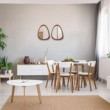 COOL2DAY Irregular Mirror,Asymmetrical Wood Wall Frame Mirror,Abstract Assymetrical Decorative Mirror,Odd Shaped Mirror for Living Room Bedroom Entryway Bathroom Home Decor(18"x 22")