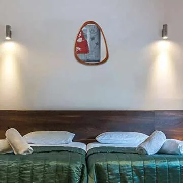 COOL2DAY Irregular Mirror,Asymmetrical Wood Wall Frame Mirror,Abstract Assymetrical Decorative Mirror,Odd Shaped Mirror for Living Room Bedroom Entryway Bathroom Home Decor(18"x 22")