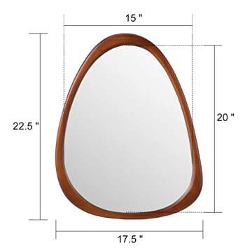 COOL2DAY Irregular Mirror,Asymmetrical Wood Wall Frame Mirror,Abstract Assymetrical Decorative Mirror,Odd Shaped Mirror for Living Room Bedroom Entryway Bathroom Home Decor(18"x 22")