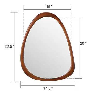 COOL2DAY Irregular Mirror,Asymmetrical Wood Wall Frame Mirror,Abstract Assymetrical Decorative Mirror,Odd Shaped Mirror for Living Room Bedroom Entryway Bathroom Home Decor(18"x 22")