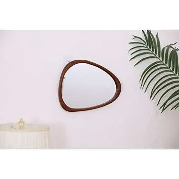 COOL2DAY Irregular Mirror,Asymmetrical Wood Wall Frame Mirror,Abstract Assymetrical Decorative Mirror,Odd Shaped Mirror for Living Room Bedroom Entryway Bathroom Home Decor(18"x 22")