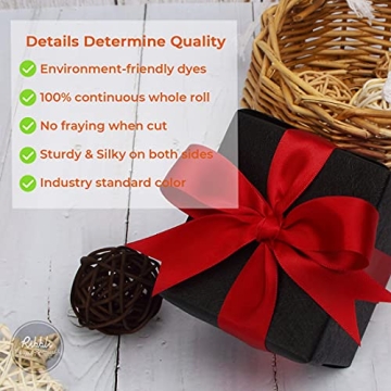 Premium Ribbli Red Satin Ribbon - 1 inch x 25 yards for Crafting