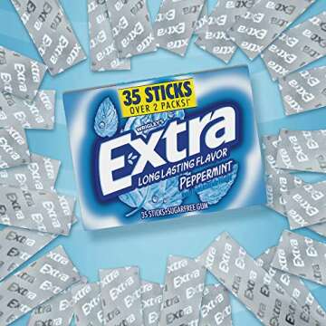 EXTRA Gum Peppermint, Bulk Chewing Gum Sugar-Free, Mega Pack of 6 with 35 Sticks Each