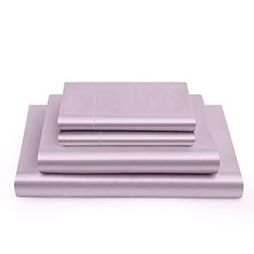 Vonty Satin Sheets Queen Size Silky Soft Satin Bed Sheets Luxury Lavender Satin Sheet Set, 1 Deep Pocket Fitted Sheet + 1 Flat Sheet + 2 Pillowcases