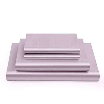 Vonty Satin Sheets Queen Size Silky Soft Satin Bed Sheets Luxury Lavender Satin Sheet Set, 1 Deep Pocket Fitted Sheet + 1 Flat Sheet + 2 Pillowcases