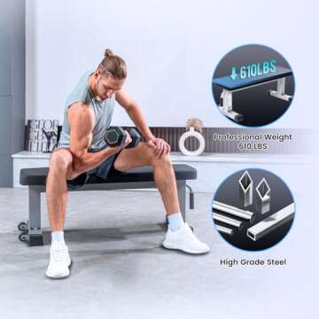 Sportsoul Flat Weight Bench Heavy Duty Fitness Bench For Weight Training, Home Gym Bench, Weightlift...