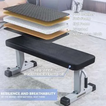 Sportsoul Heavy Duty Flat Weight Bench for Home Fitness