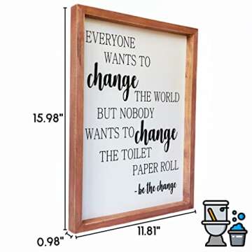 Athena's Sustainable Wooden Bathroom Decor with Humor