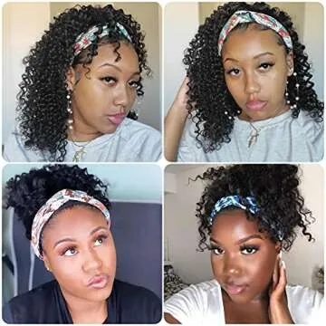 Luvme Deep Wave Headband Wig Curly Human Hair Wig For Women None Lace Front Easily Wear 150% Density (12 Inch)