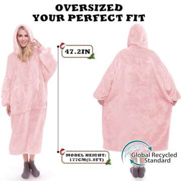 Daverose Oversized Wearable Blanket Hoodie for Women Men Adults, Fleece Hoodie Blanket Sweatshirt wi...