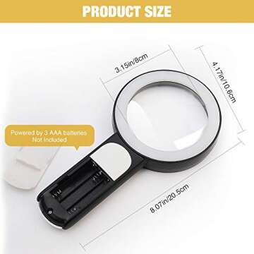 JMH Magnifying Glass 30X with Light for Enhanced Reading