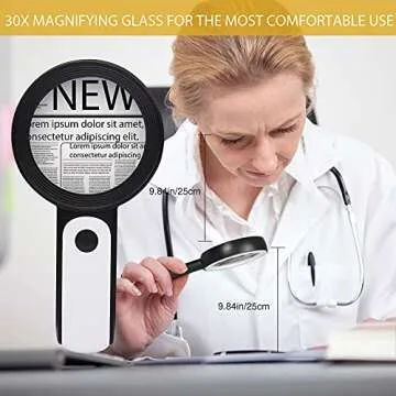 JMH Magnifying Glass 30X with Light for Enhanced Reading