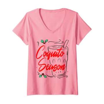 Womens Coquito Season Ugly Christmas Puerto Rican Latino Eggnog V-Neck T-Shirt