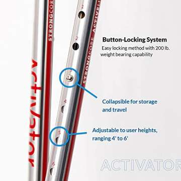 Urban Poling ACTIVATOR®, Silver with Red/Gray, 1 Pair – for Users 4'2"–6' – Lightweight, Aluminum Nordic Walking Sticks – Collapsible & Adjustable Hiking Gear – Ergonomic Rubber Grip, Carbide Metal