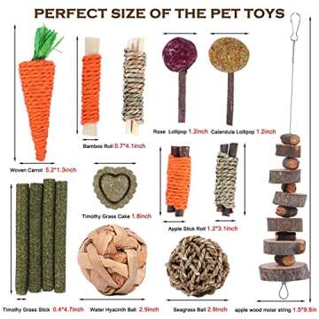 VESPRO Rabbit Chew Toys for Guinea Pig Toys Natural Timothy Hay Sticks Chinchilla Toys for Teeth Han...