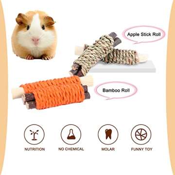 VESPRO Rabbit Chew Toys for Guinea Pig Toys Natural Timothy Hay Sticks Chinchilla Toys for Teeth Handmade Bunny Treats Gift Apple Wood Sticks Hamster Rat Gerbil Teeth Care