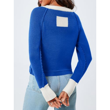 Stylish Saodimallsu Women’s Cropped Cardigan in Blue