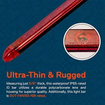 TRUE MODS 2pc 16" Inch 11 Red 12V LED Trailer Light Bar [DOT Compliant] [IP65 Waterproof] [Park Brake Turn Signal] Running Marker ID Rear Tail Lightbar for 80" Motorcycle Utility Marine Boat Trailers