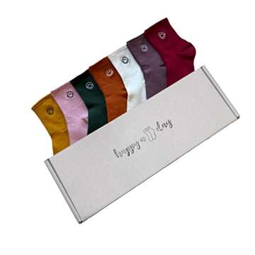 Smile Face Cotton Knitted Crew Socks 7 Days Gift Set