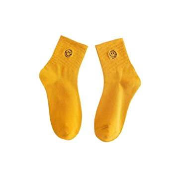Smile Face Cotton Knitted Crew Socks 7 Days Gift Set