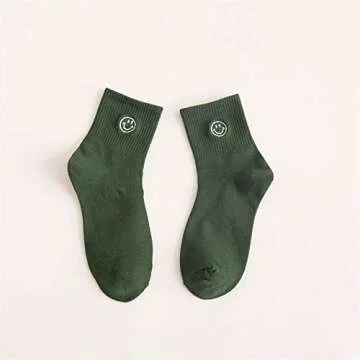 Smile Face Cotton Knitted Crew Socks 7 Days Gift Set