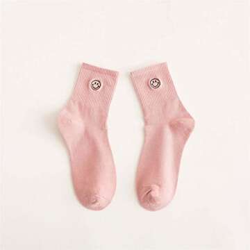 Smile Face Cotton Knitted Crew Socks 7 Days Gift Set