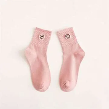 Smile Face Cotton Knitted Crew Socks 7 Days Gift Set