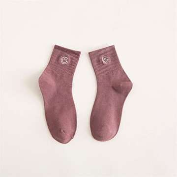 Smile Face Cotton Knitted Crew Socks 7 Days Gift Set