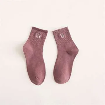 Smile Face Cotton Knitted Crew Socks 7 Days Gift Set