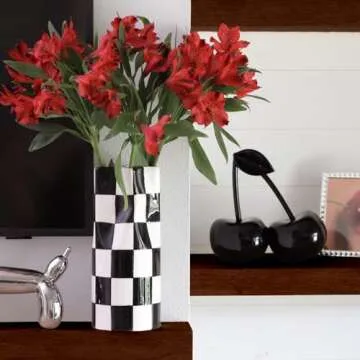 Reimagine Discovery Checkered Ceramic Flower Vase