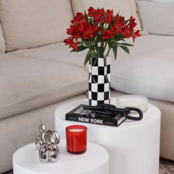 Reimagine Discovery Checkered Ceramic Flower Vase