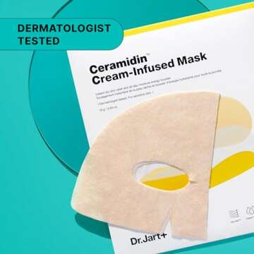 Dr.Jart+ Ceramidin Cream-Infused Face Mask for Dry Skin with Ceramides and Panthenol | Sheet Mask | Korean Skin Care, 1 Pack