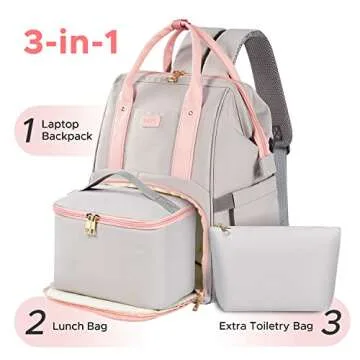 Kaome Lunch Backpack 15.6 Inch Laptop Backpack for Women with USB Port Nurse Gift Teacher Work Backp...