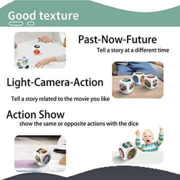 Mbarbs Happy Story 9 Colorful Cubes Bundle Dices - A Happy Travels Telling Cubes and Oral Language Dice 54 Images Unlimited Stories Combination Iconic Storytelling Game Imaginative Play for Kids