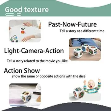 Mbarbs Happy Story 9 Colorful Cubes Bundle Dices - A Happy Travels Telling Cubes and Oral Language Dice 54 Images Unlimited Stories Combination Iconic Storytelling Game Imaginative Play for Kids